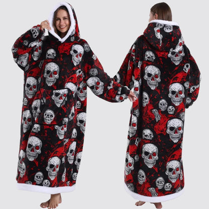Oversized Wearable Blanket Hoodie, Giant Fleece Hooded Blanket for Adults, 31 Prints, Short and Long, Loungewear
