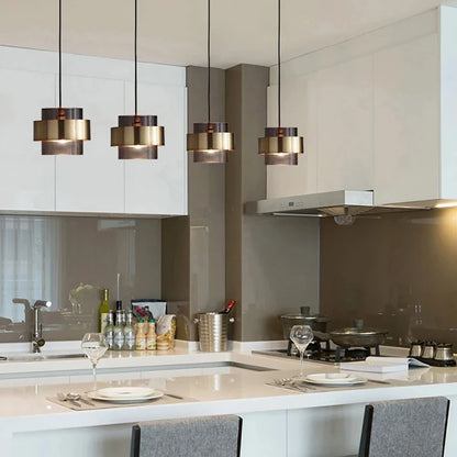 Nordic Brass Cylinder Glass Pendant Light