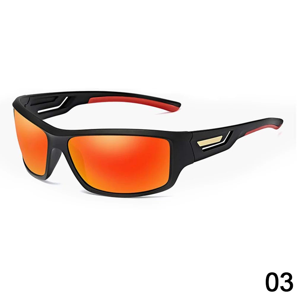 Polarized UV400 sunglasses, red mirror lens