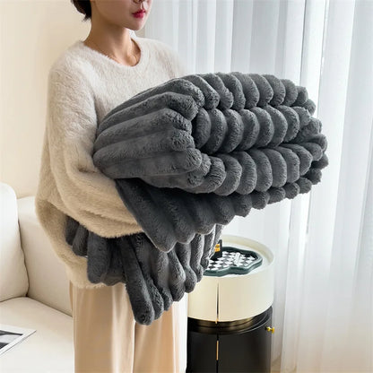 Luxury Faux Rabbit Fur Throw Blanket