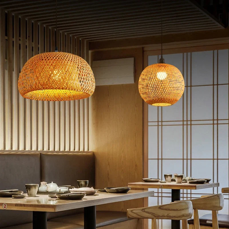 Handwoven Bamboo Rattan Pendant Lamp