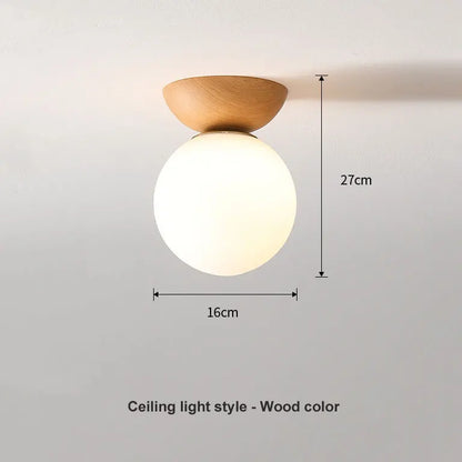 Nordic Glass Ball & Wood Ceiling Light