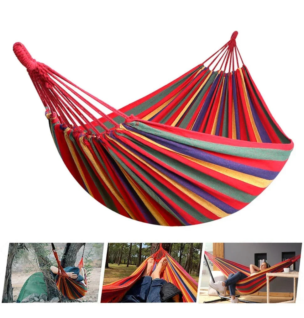 Striped Canvas Double Camping Hammock