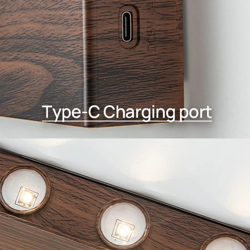 LumiBlock Rechargeable Wood-Grain Wall Lamp