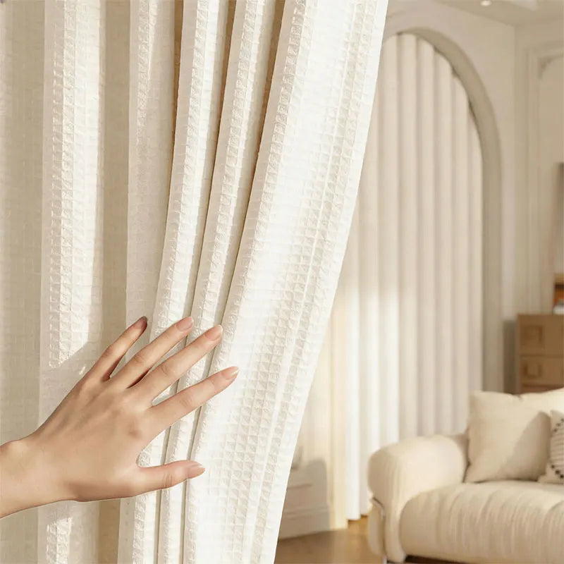 Waffle Weave Fabric Shower Curtain