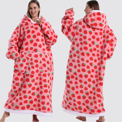 Oversized Wearable Blanket Hoodie, Giant Fleece Hooded Blanket for Adults, 31 Prints, Short and Long, Loungewear
