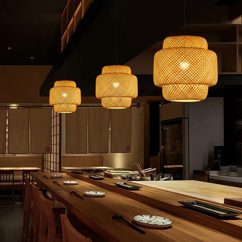 Handwoven Bamboo Rattan Pendant Lamp
