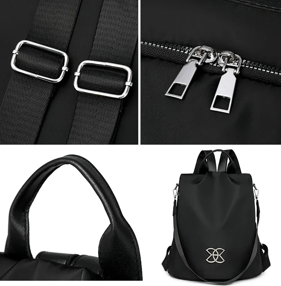 Adjustable strap buckles and zipper details