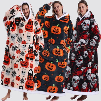 Oversized Wearable Blanket Hoodie, Giant Fleece Hooded Blanket for Adults, 31 Prints, Short and Long, Loungewear