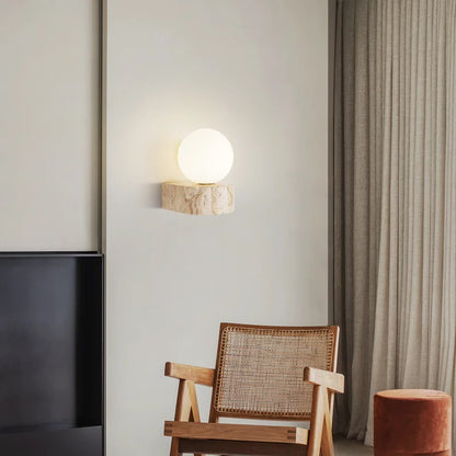 Travertine Japanese-Style LED Wall Sconce