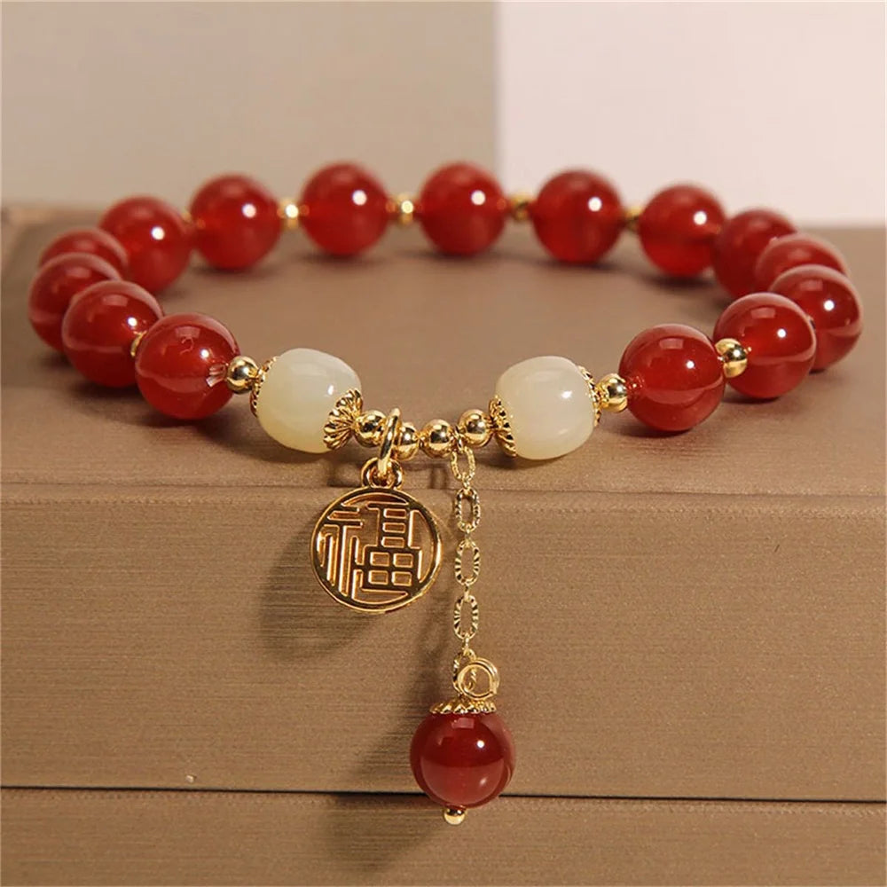 White Bead & Coin Charm