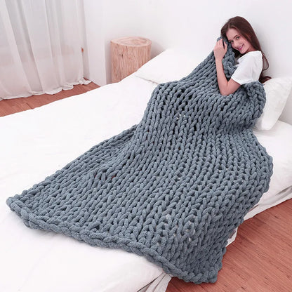 Chunky Knit Chenille Throw Blanket