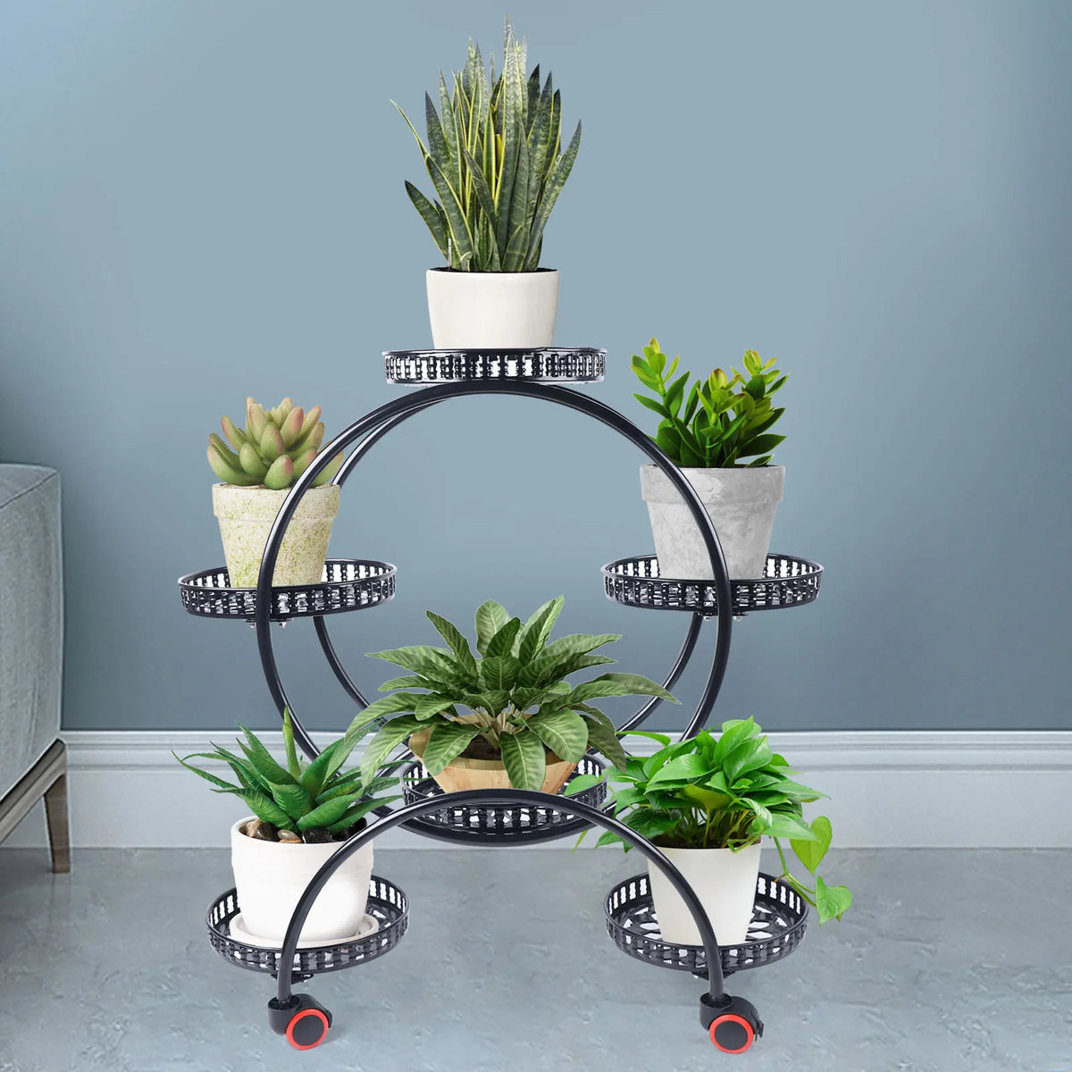 6-Tier Rolling Metal Plant Stand