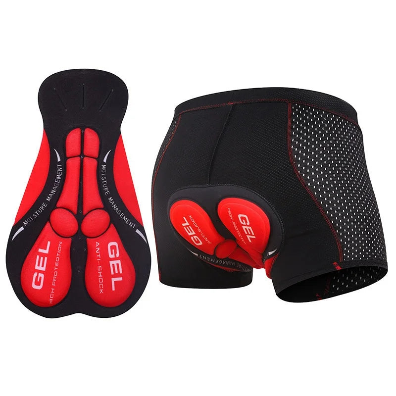 Padded bike shorts, red gel pad