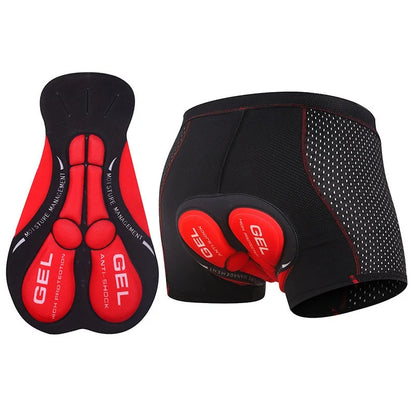 Padded bike shorts, red gel pad