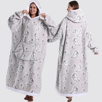 Oversized Wearable Blanket Hoodie, Giant Fleece Hooded Blanket for Adults, 31 Prints, Short and Long, Loungewear