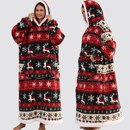Oversized Wearable Blanket Hoodie, Giant Fleece Hooded Blanket for Adults, 31 Prints, Short and Long, Loungewear