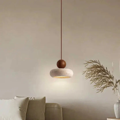Natural Stone & Wood Minimalist Pendant