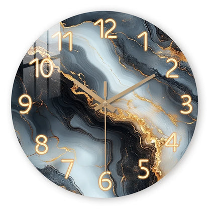 Blue and Gold Marble Wall Clock