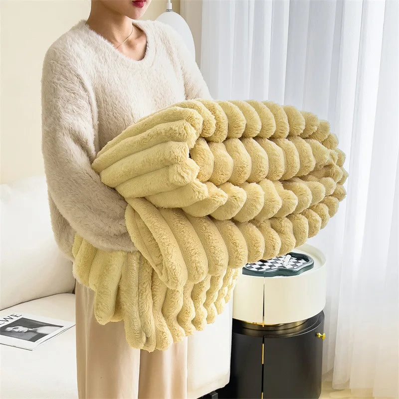 Luxury Faux Rabbit Fur Throw Blanket