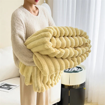Luxury Faux Rabbit Fur Throw Blanket
