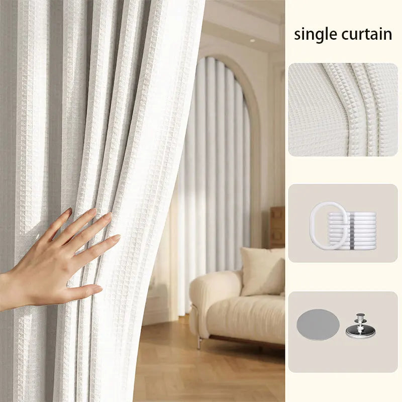 Waffle Weave Fabric Shower Curtain - White