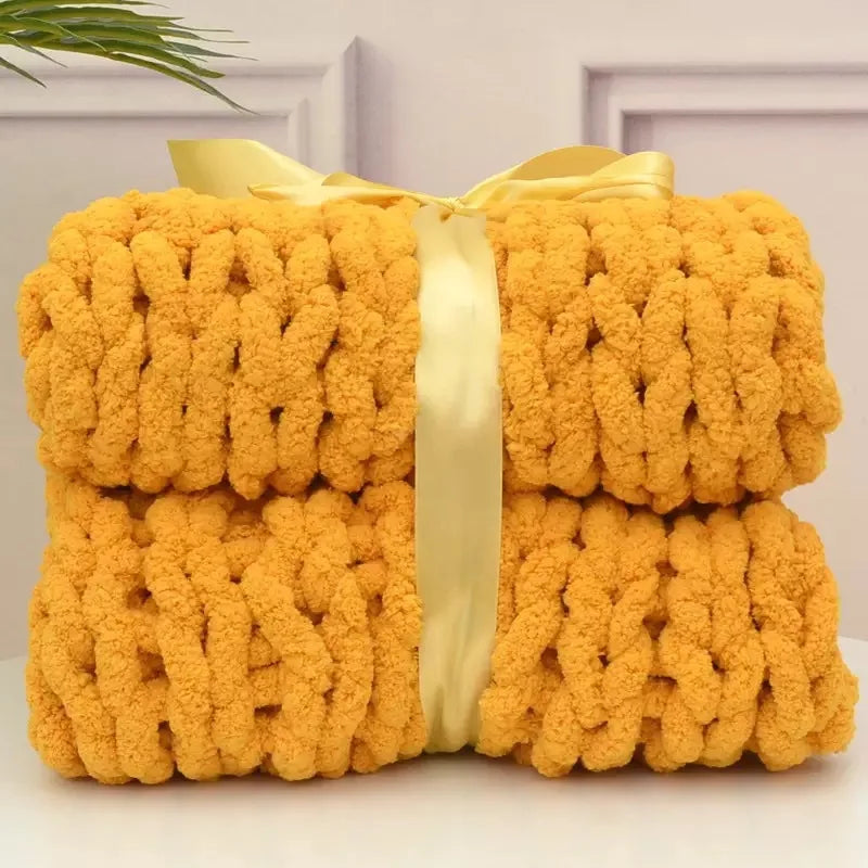Chunky Knit Chenille Throw Blanket