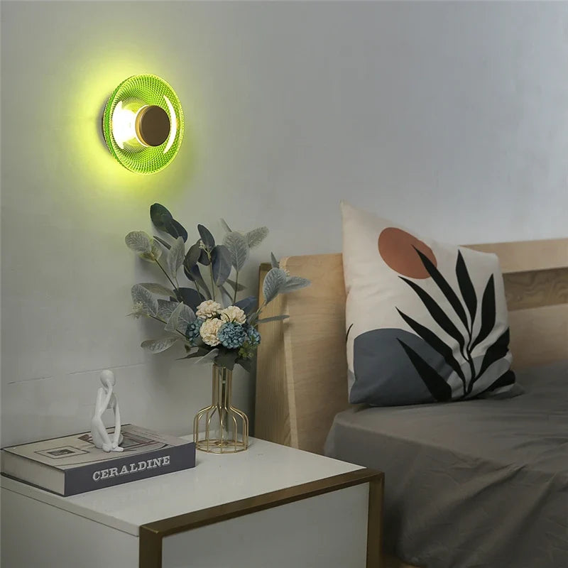 Colored Textured Glass LED Disc Wall Lamp