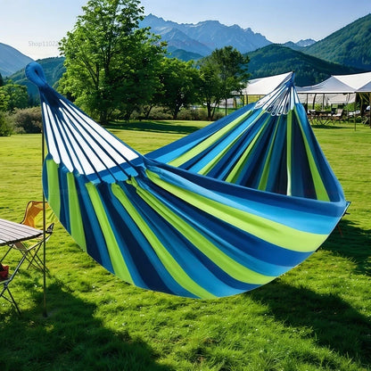 Striped Canvas Double Camping Hammock