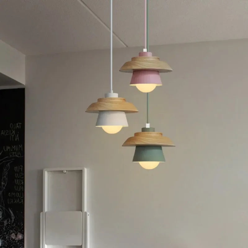Nordic Wood & Macaron Pendant Light