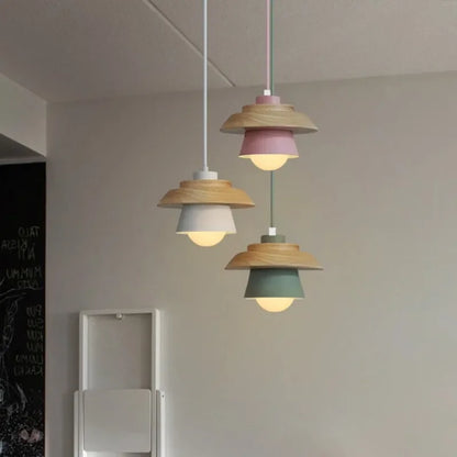Nordic Wood & Macaron Pendant Light