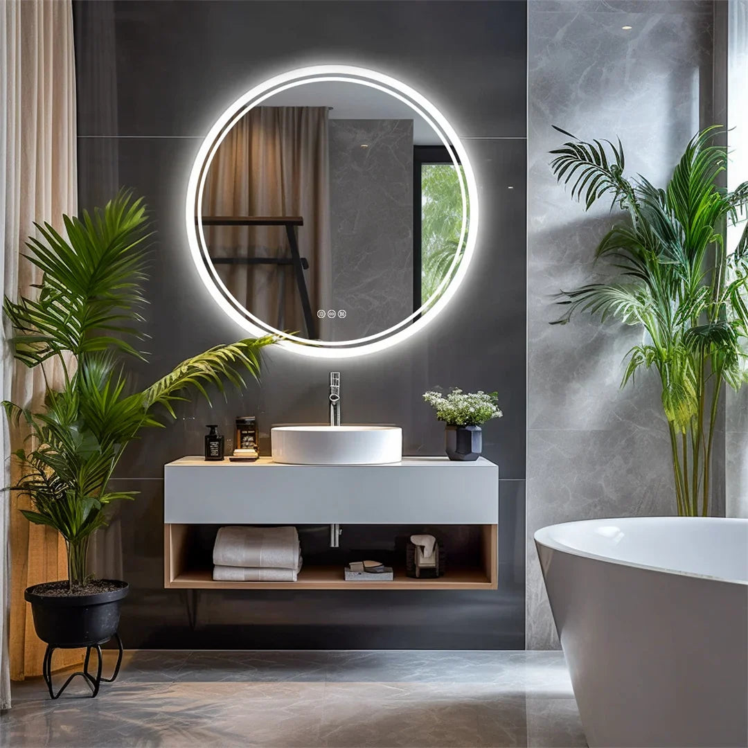 LuvoRound Anti-Fog LED Bathroom Mirror