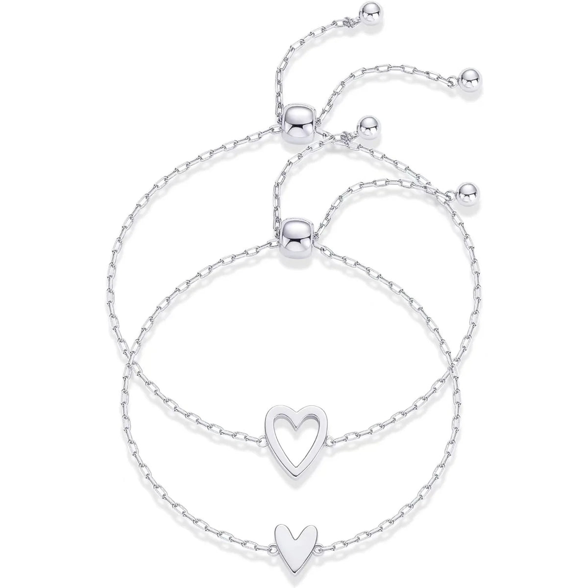 Silver Matching Hearts Set
