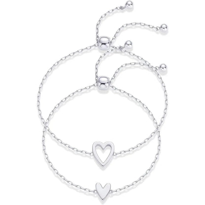 Silver Matching Hearts Set