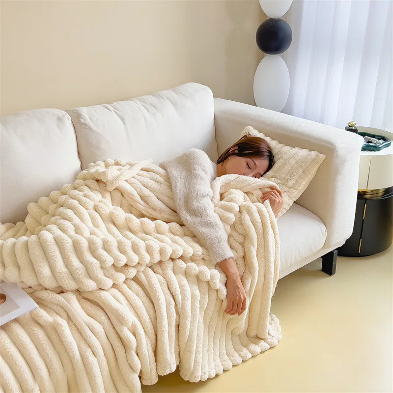 Luxury Faux Rabbit Fur Throw Blanket