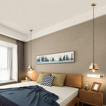 Nordic Brass Cylinder Glass Pendant Light