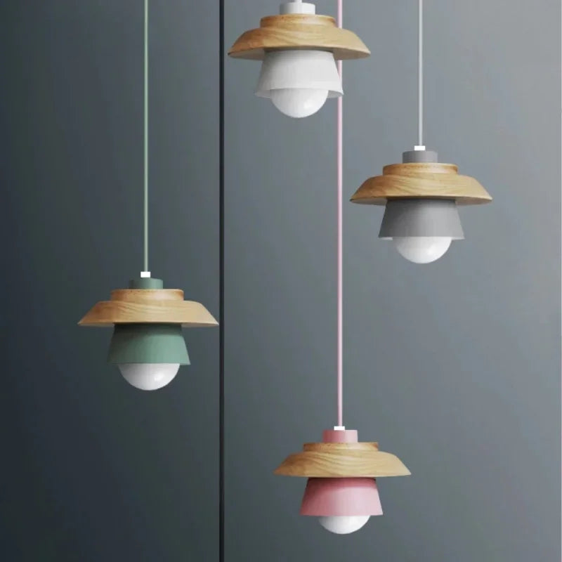 Nordic Wood & Macaron Pendant Light