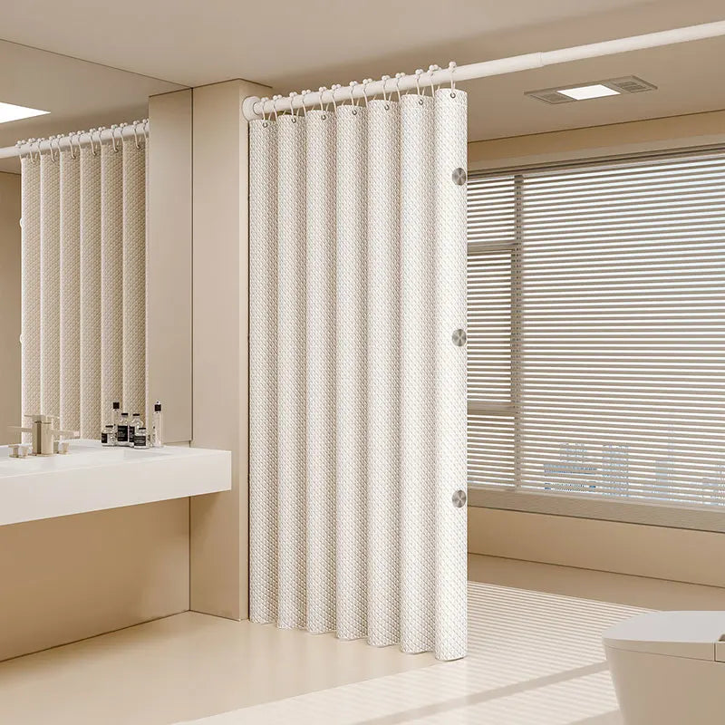Waffle Weave Fabric Shower Curtain