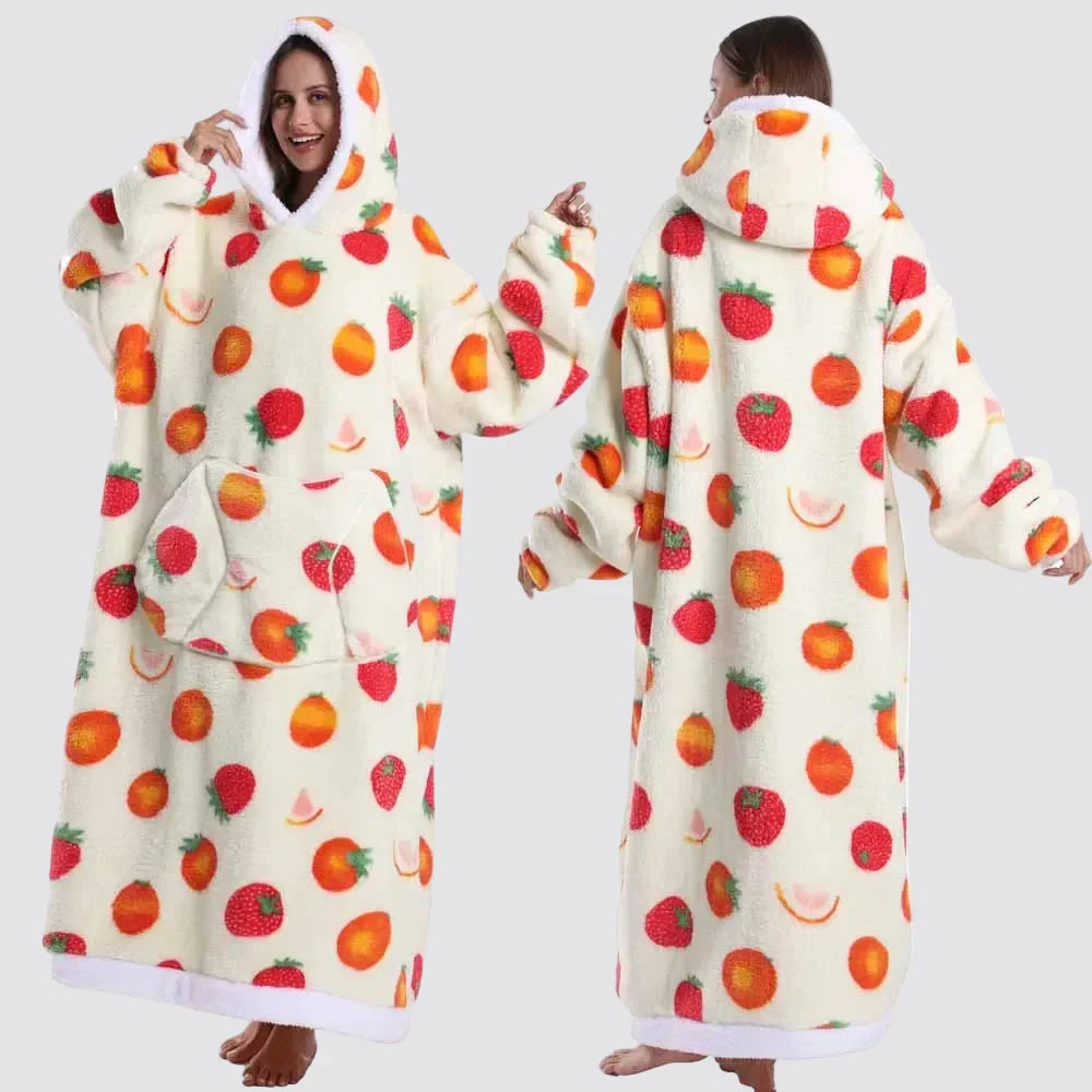 Oversized Wearable Blanket Hoodie, Giant Fleece Hooded Blanket for Adults, 31 Prints, Short and Long, Loungewear
