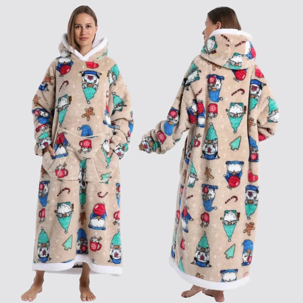 Oversized Wearable Blanket Hoodie, Giant Fleece Hooded Blanket for Adults, 31 Prints, Short and Long, Loungewear