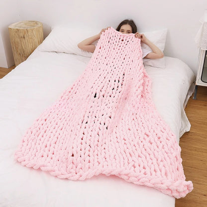 Chunky Knit Chenille Throw Blanket