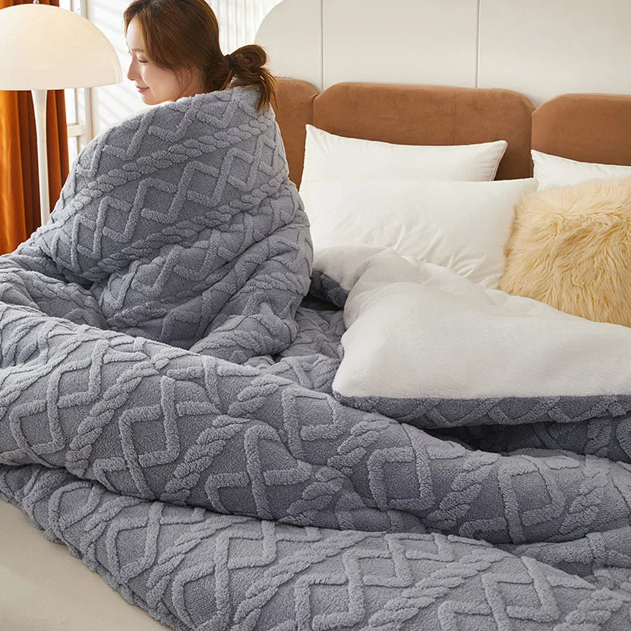 Thick Faux Lamb Fleece Weighted Comforter