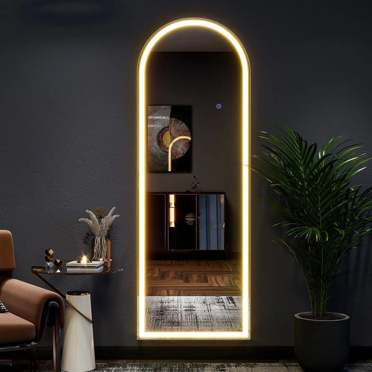 Arched LED Full Length Floor Mirror