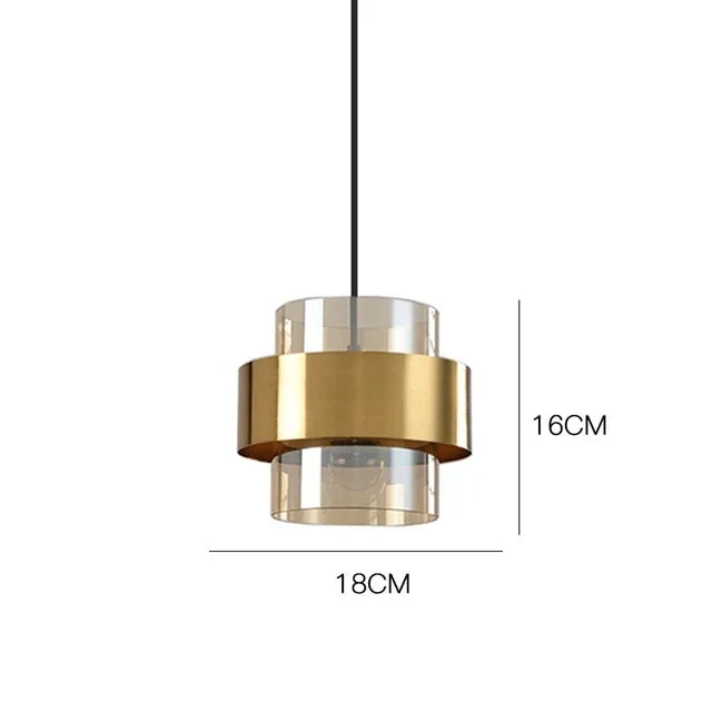 Nordic Brass Cylinder Glass Pendant Light