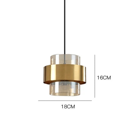 Nordic Brass Cylinder Glass Pendant Light