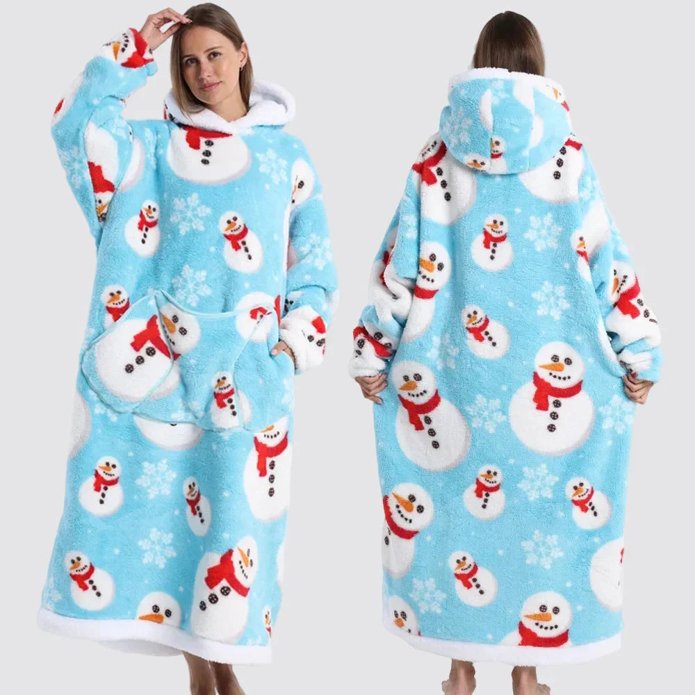 Oversized Wearable Blanket Hoodie, Giant Fleece Hooded Blanket for Adults, 31 Prints, Short and Long, Loungewear