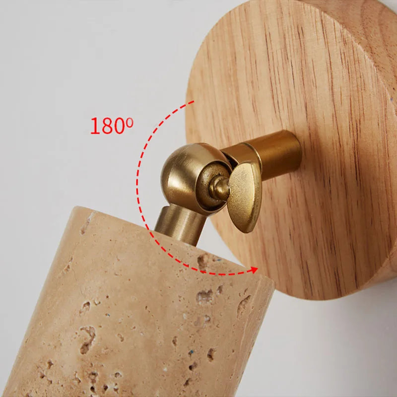Huangdong Travertine & Wood Wall Lamp