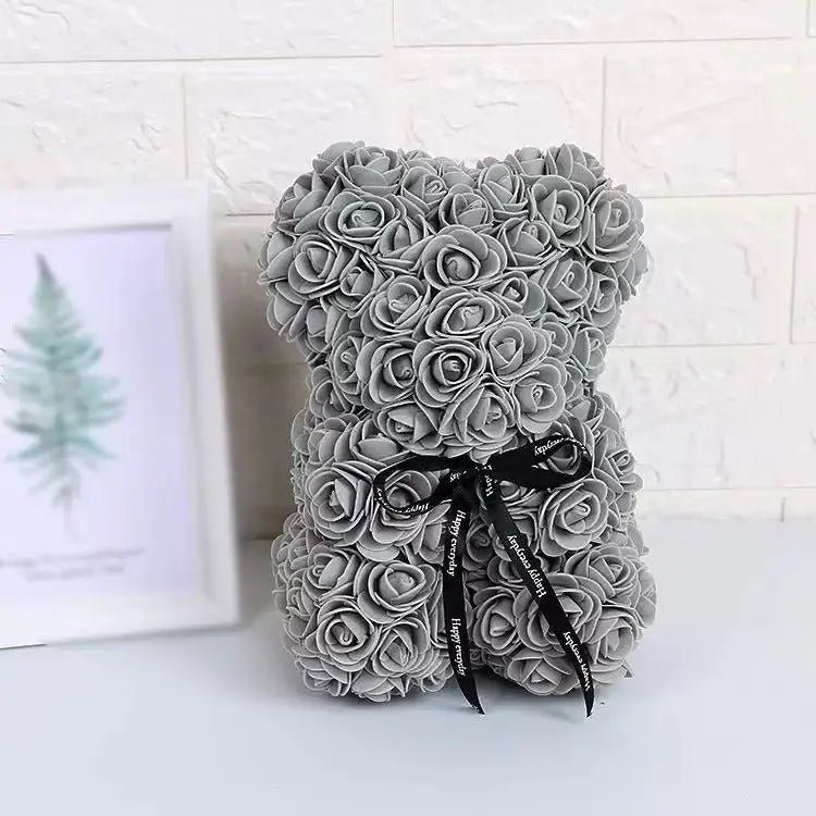 Gray foam rose bear