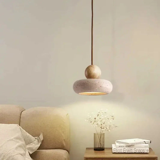 Natural Stone & Wood Minimalist Pendant