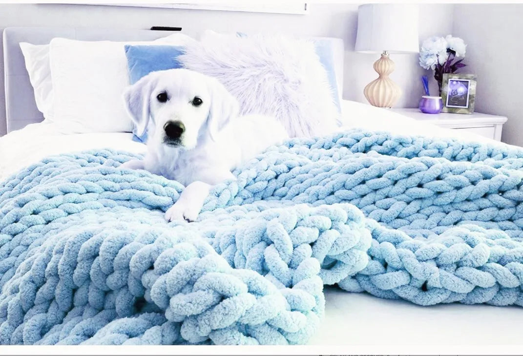 Chunky Knit Chenille Throw Blanket
